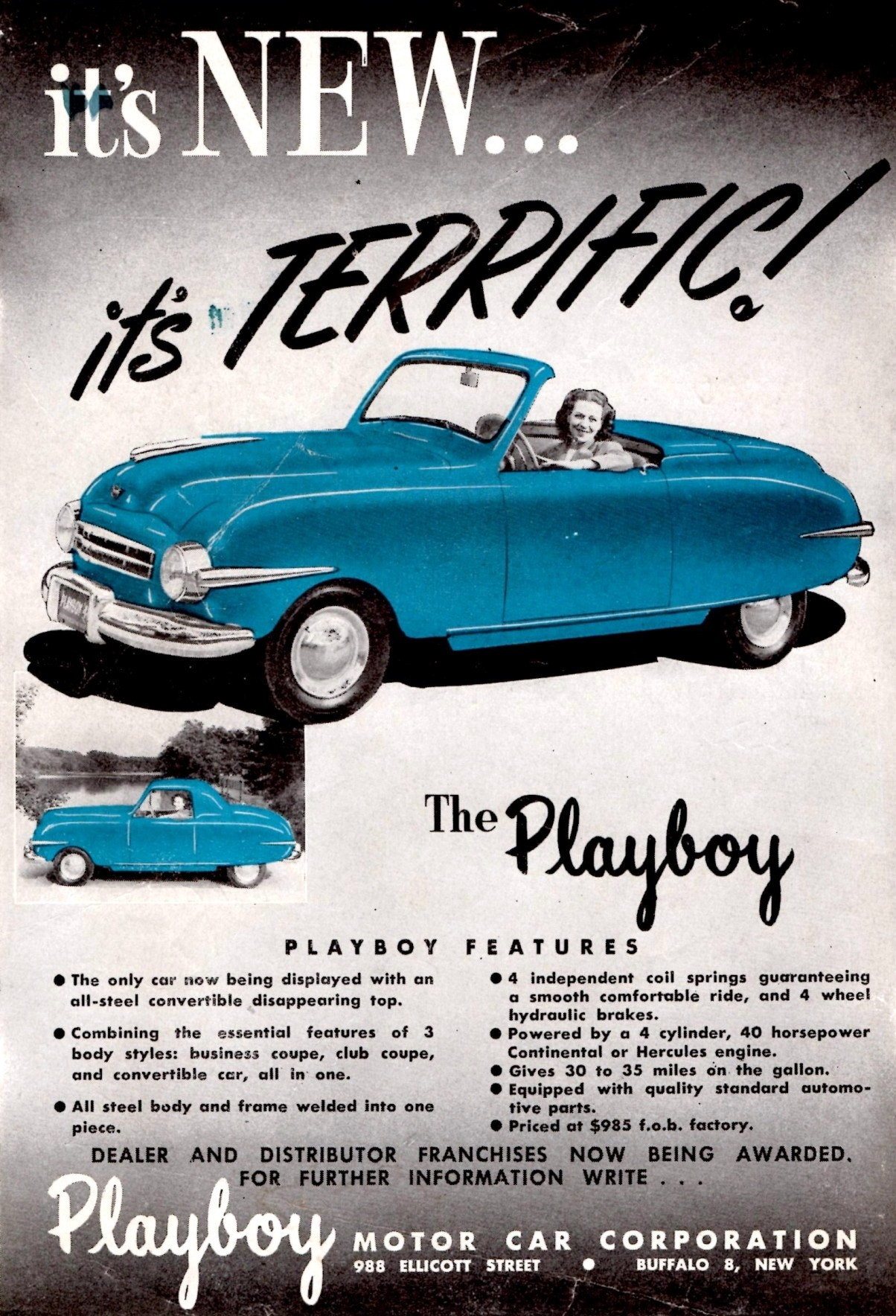 Кабріолет Playboy 1948 року, який дав ім'я знаменитому чоловічому журналу, виставлено на продаж