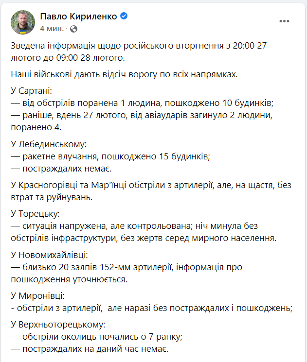 Десятый день войны России против Украины. Что происходит сейчас: онлайн