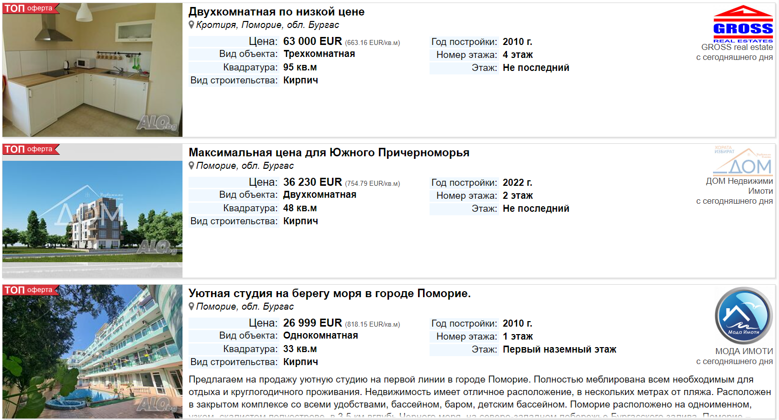 От 12 тысяч евро. Сколько стоят квартиры у моря в Болгарии