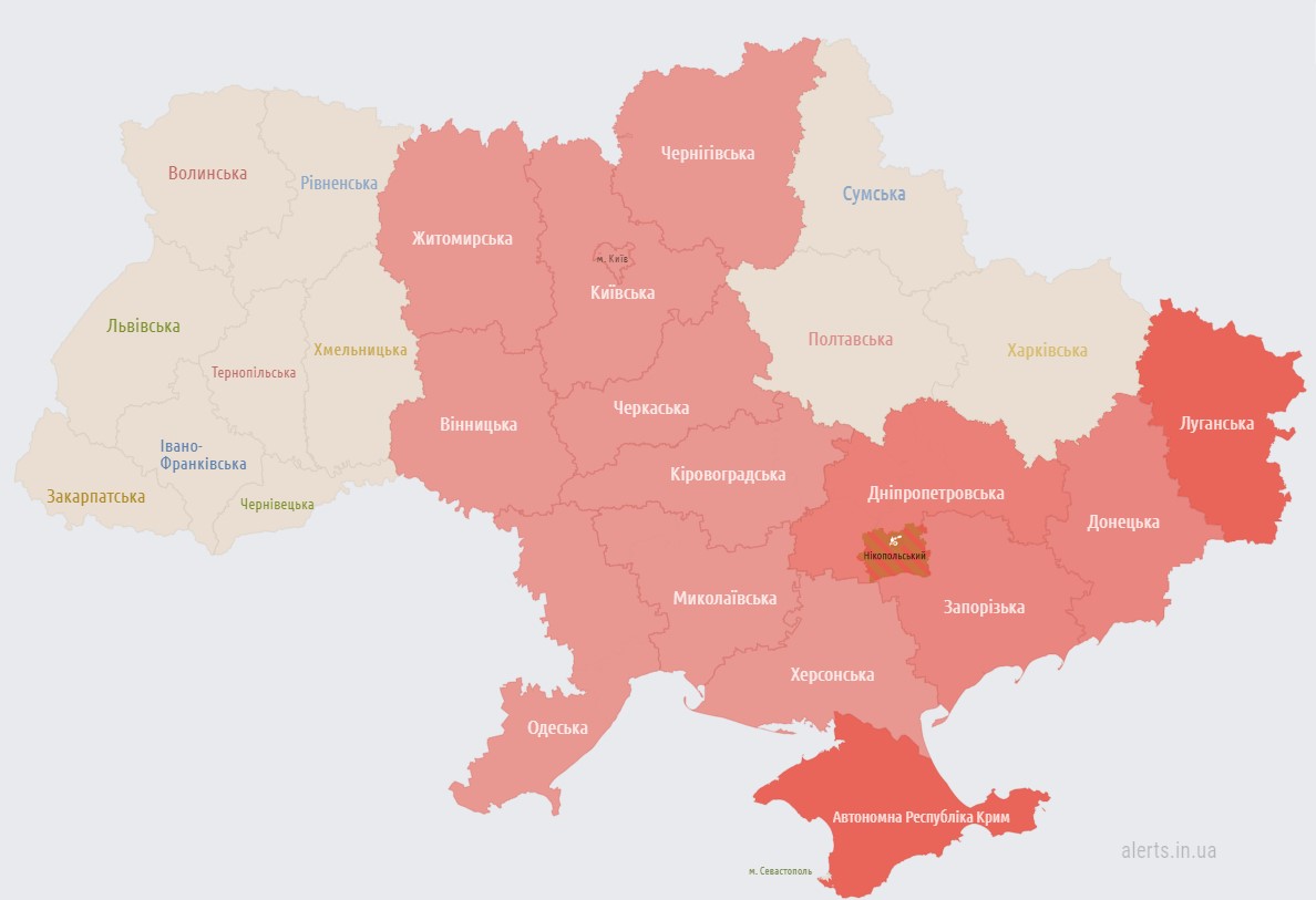В Украине объявлена масштабная воздушная тревога