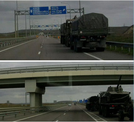 Российские военные перебрасывают технику во временно оккупированный Крым