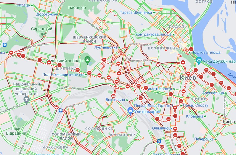 Транспортний колапс. У Києві масштабне перекриття доріг і затори: повний список вулиць