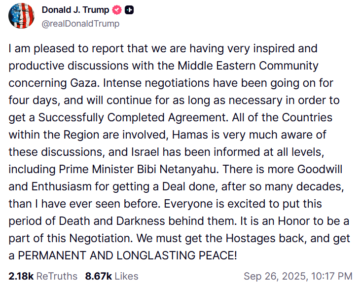 Трамп анонсував інтенсивні мирні переговори щодо Сектору Газа