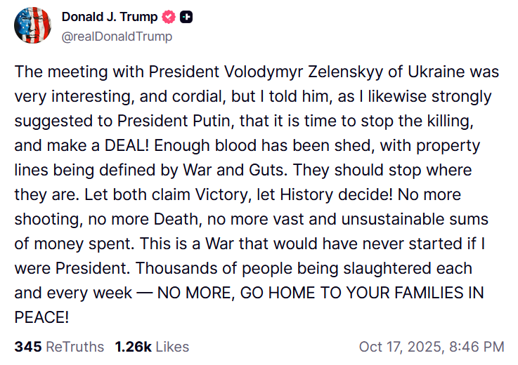 Трамп заявив про важливість завершити війну в Україні й оголосити про перемогу