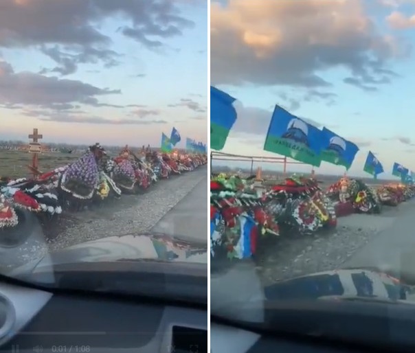 Всплыло видео с кладбища, переполненного свежими могилами российской "разведки ВДВ"