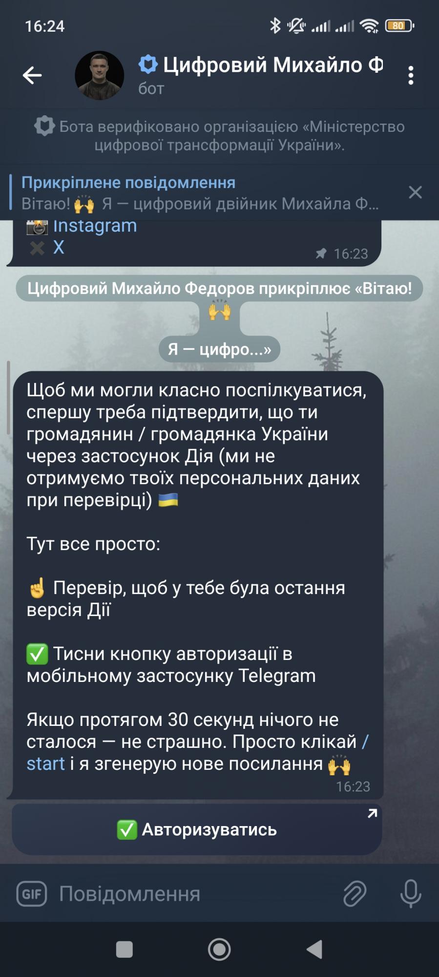 Чатбот "Цифровий Федоров" запрацював в Україні: що він вміє і як авторизуватися
