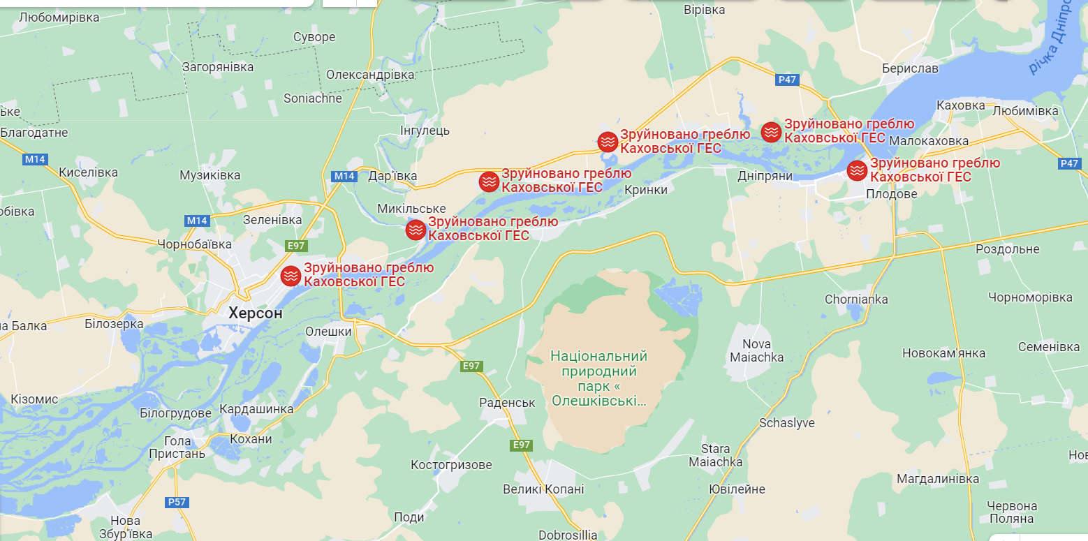 Солоні озера та хутори. Які локації опинилися під ризиком затоплення