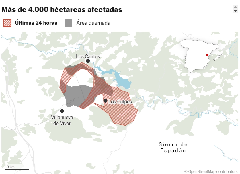 В Іспанії лісова пожежа знищила 4 тисячі гектарів лісу