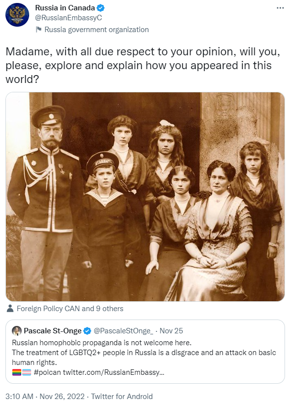 Канада викликала російського посла "на килим" через пости в мережі з мовою ненависті