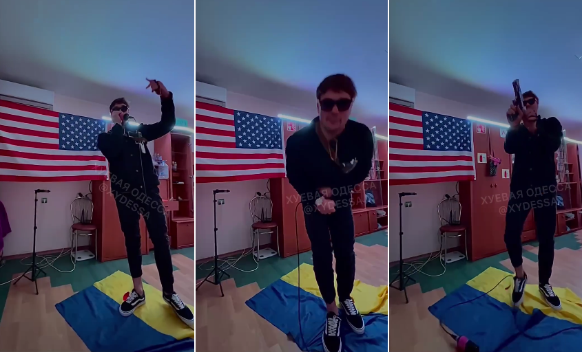 В Одессе тик-токер на видео читал рэп и топтался на флаге Украины