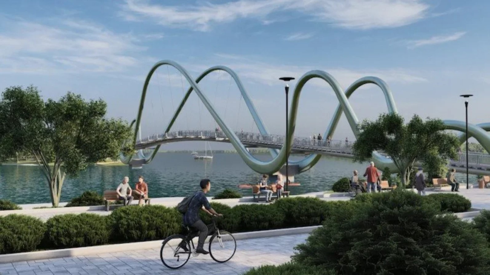 В Киеве обещают скоро достроить уникальный мост-волну из "Азовстали" (фото)