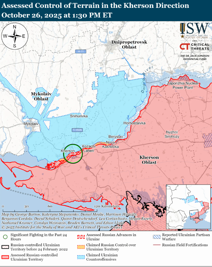 Кремль выдает за действительное создание плацдарма на правобережье Херсона, - ISW