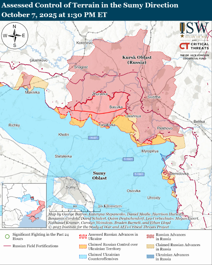 Війська РФ форсують Оскіл на надувних човнах і п'ють дощову воду біля Сум, - ISW