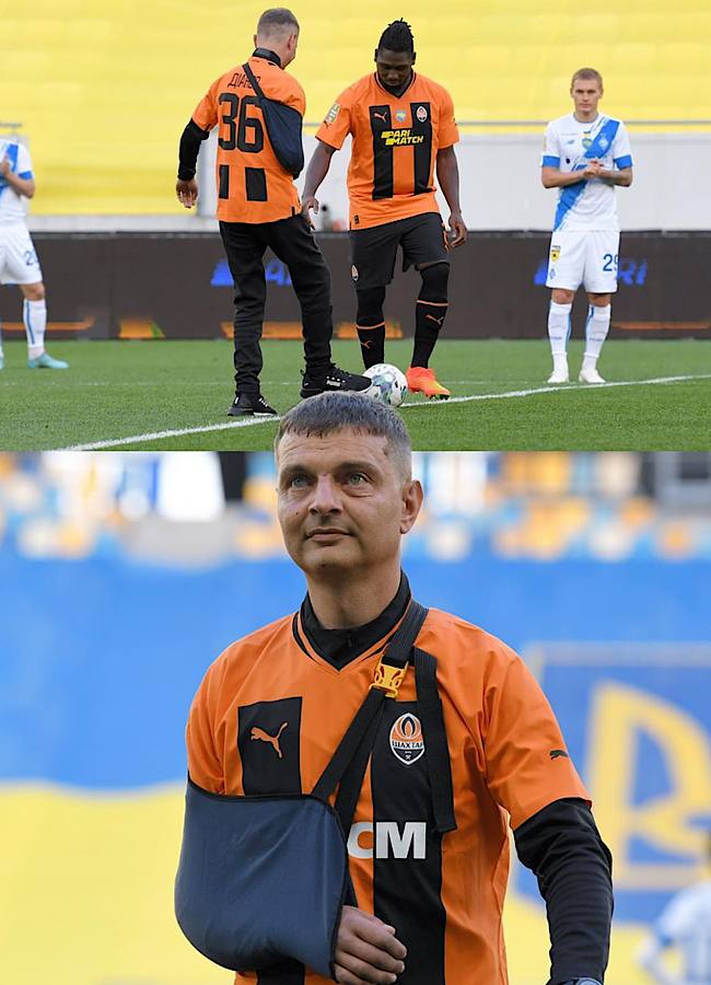Одноногий герой України В’ячеслав Александров зробив перший удар у матчі "Шахтар" - "Дніпро 1"
