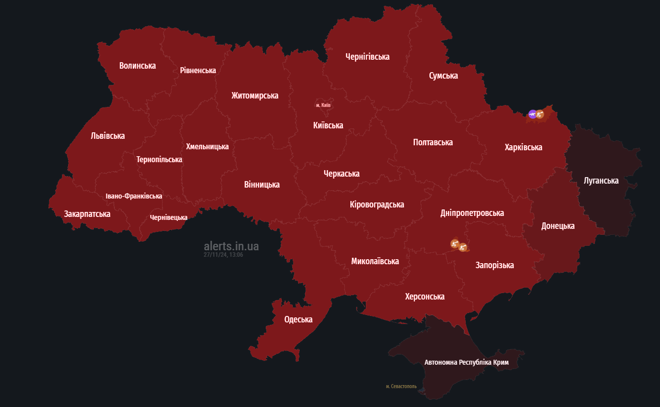 В Украине масштабная воздушная тревога, предупреждают о взлете МиГ-31К