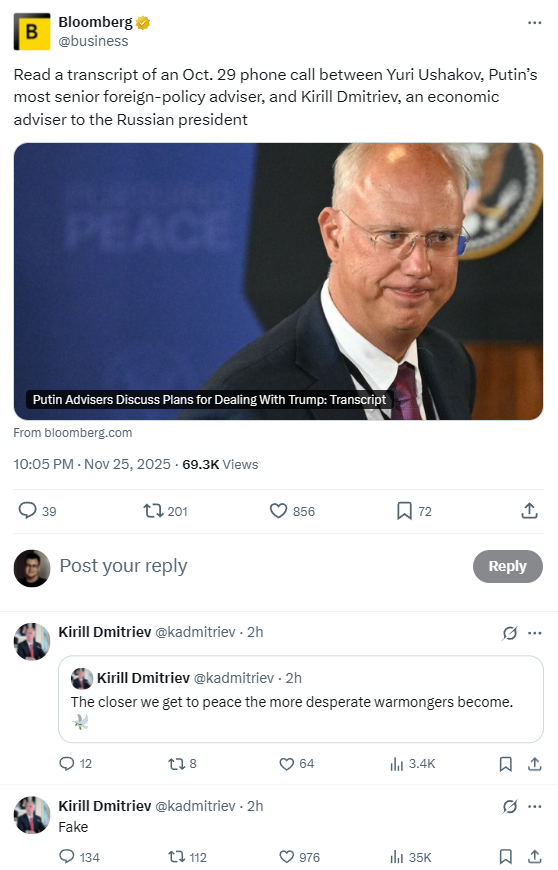 Мирний план США розробила РФ? У Путіна назвали "фейком" публікацію Bloomberg