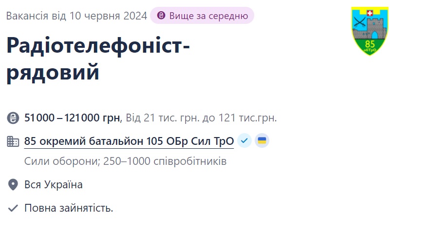 Работа в ВСУ: какие самые популярные вакансии и сколько платят