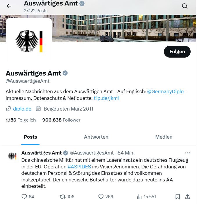 Німеччина звинувачує Китай у провокації під час операції ЄС