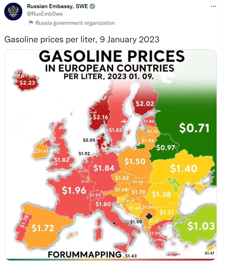 Посольство РФ у Швеції визнало, що Крим та інші захоплені регіони - це Україна