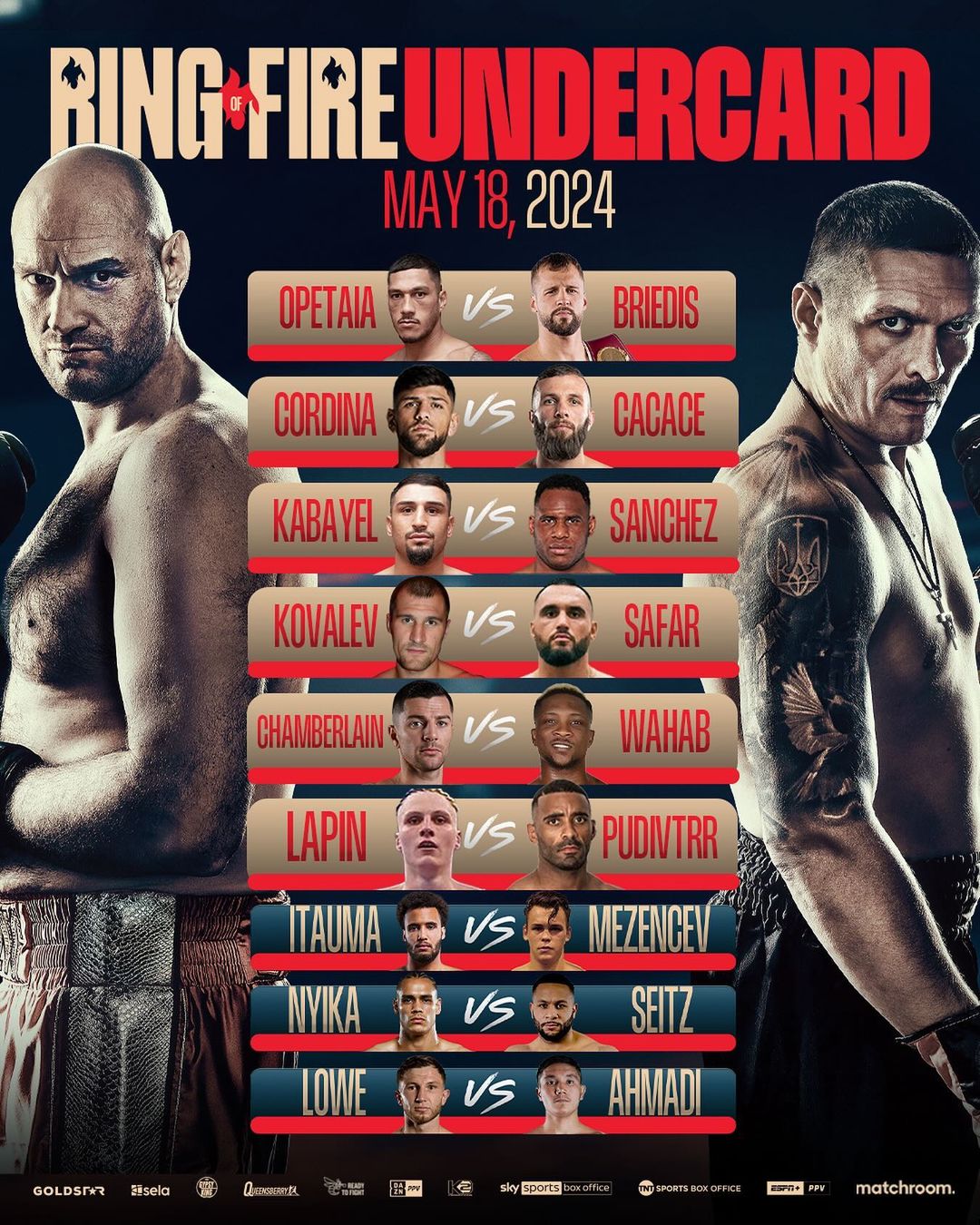 Усик – Фьюри. Полное расписание вечера бокса с битвой чемпионов