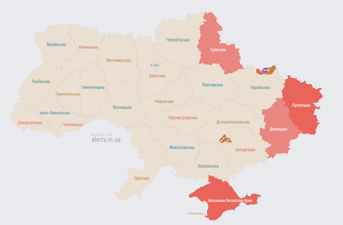 В Україні масштабна тривога через загрозу балістики