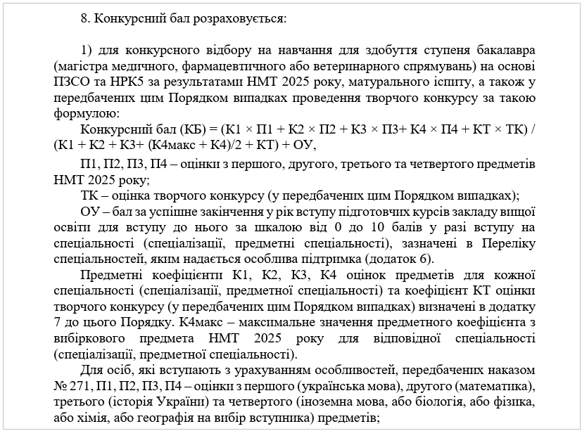 Вступ-2025. У МОН змінили формулу розрахунку конкурсного бала абітурієнтів