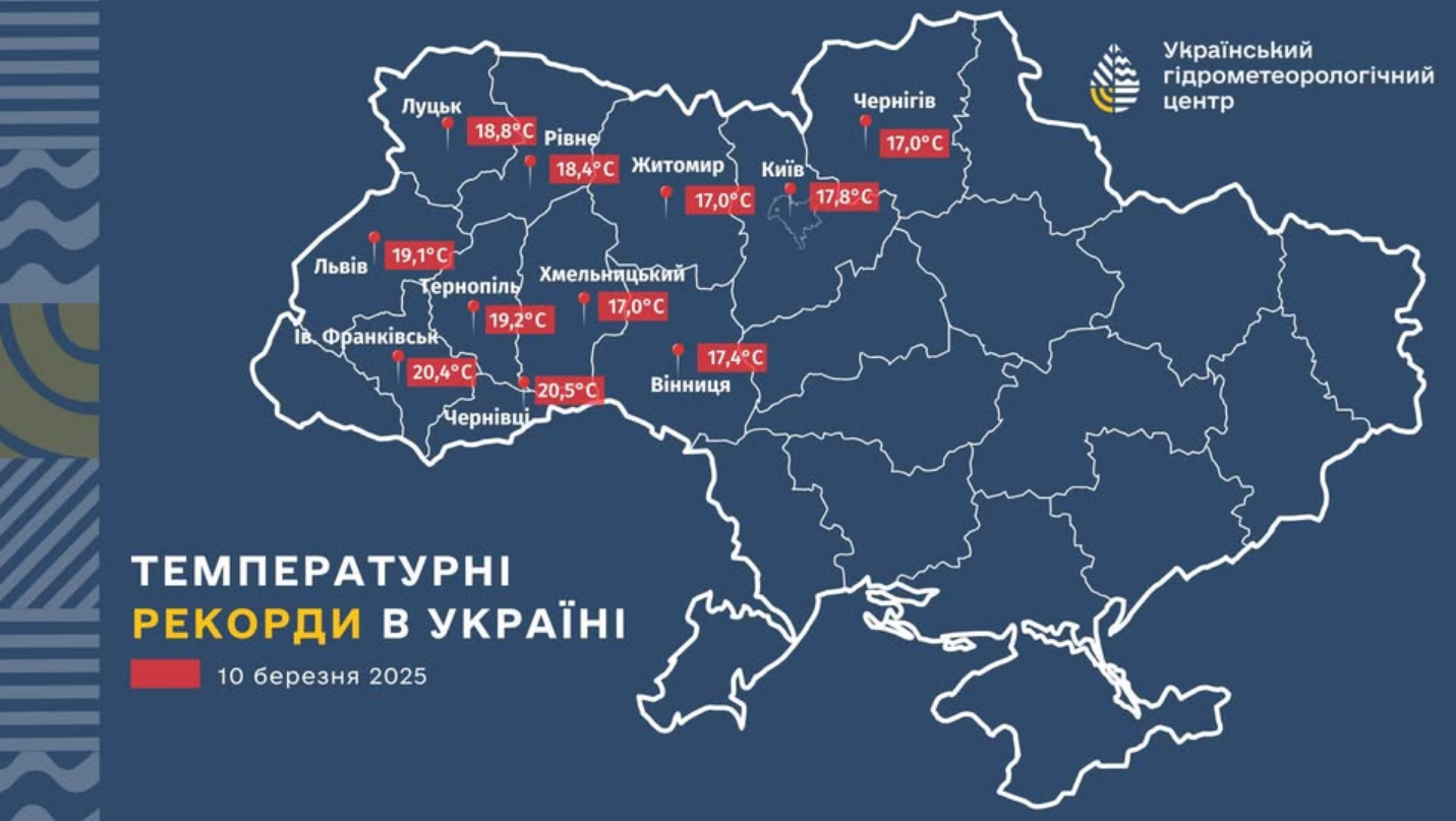 Березень б'є температурні рекорди. Нові денні максимуми - в 11 містах України (карта)