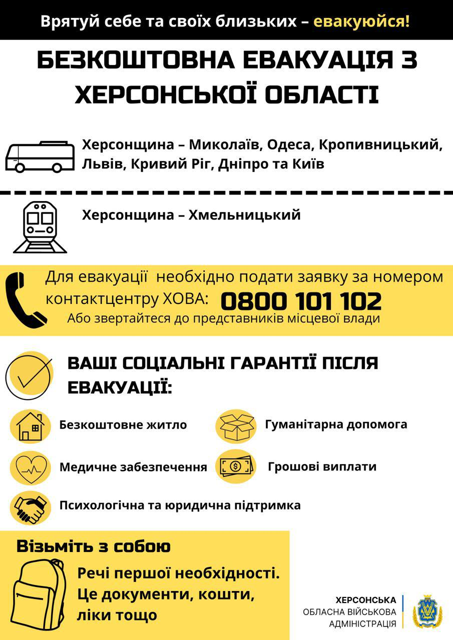 Обіцяють безкоштовне житло та виплати. Жителів Херсонської області закликають евакуюватися