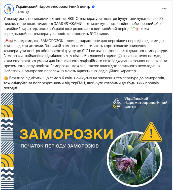 Синоптики попереджають про потенційно небезпечне погодне явище з 6 квітня: про що йдеться