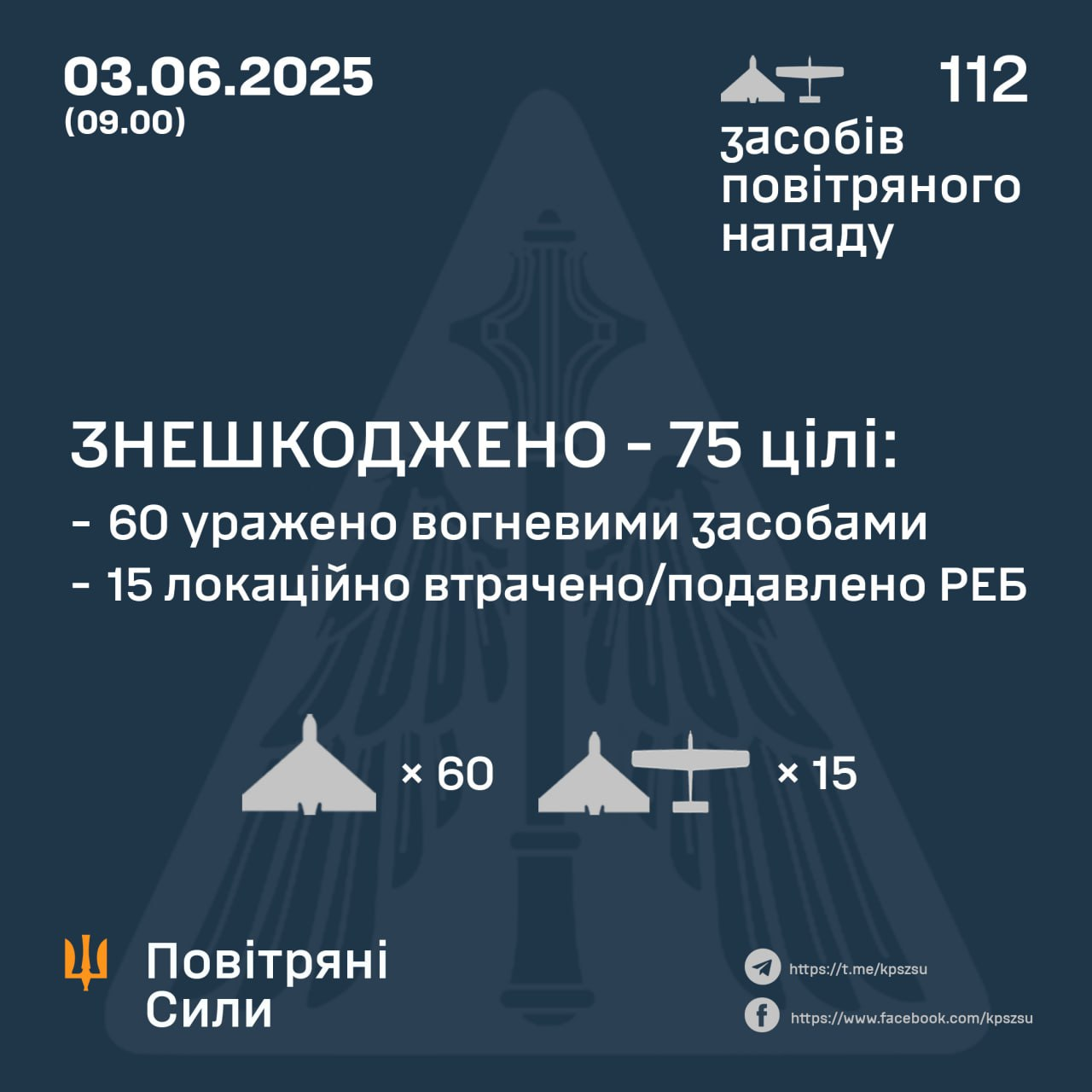 Понад 100 дронів з п'яти напрямів: у Повітряних силах розповіли подробиці нічної атаки РФ