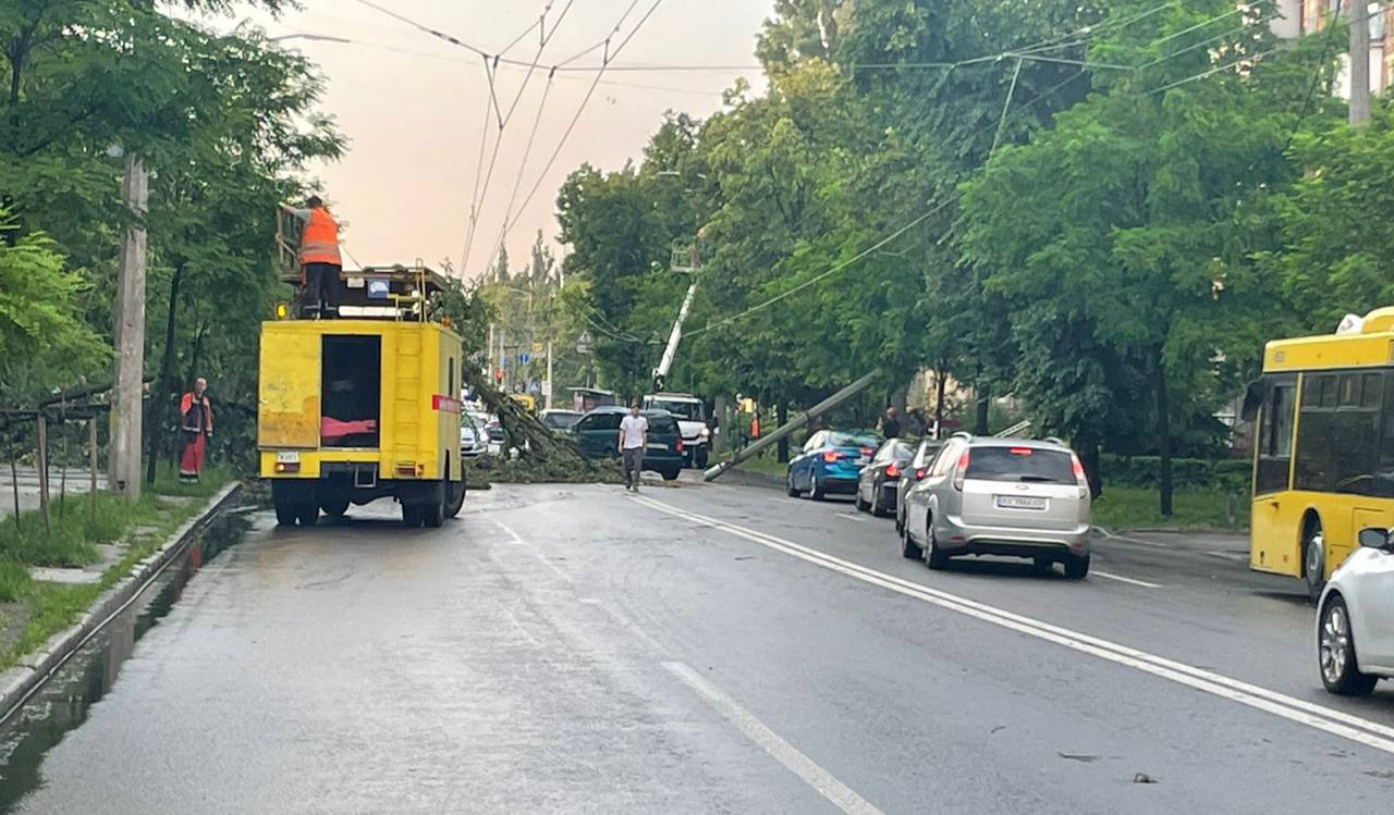 Негода у Києві повалила дерева, затопила вулиці й переходи (фото, відео)