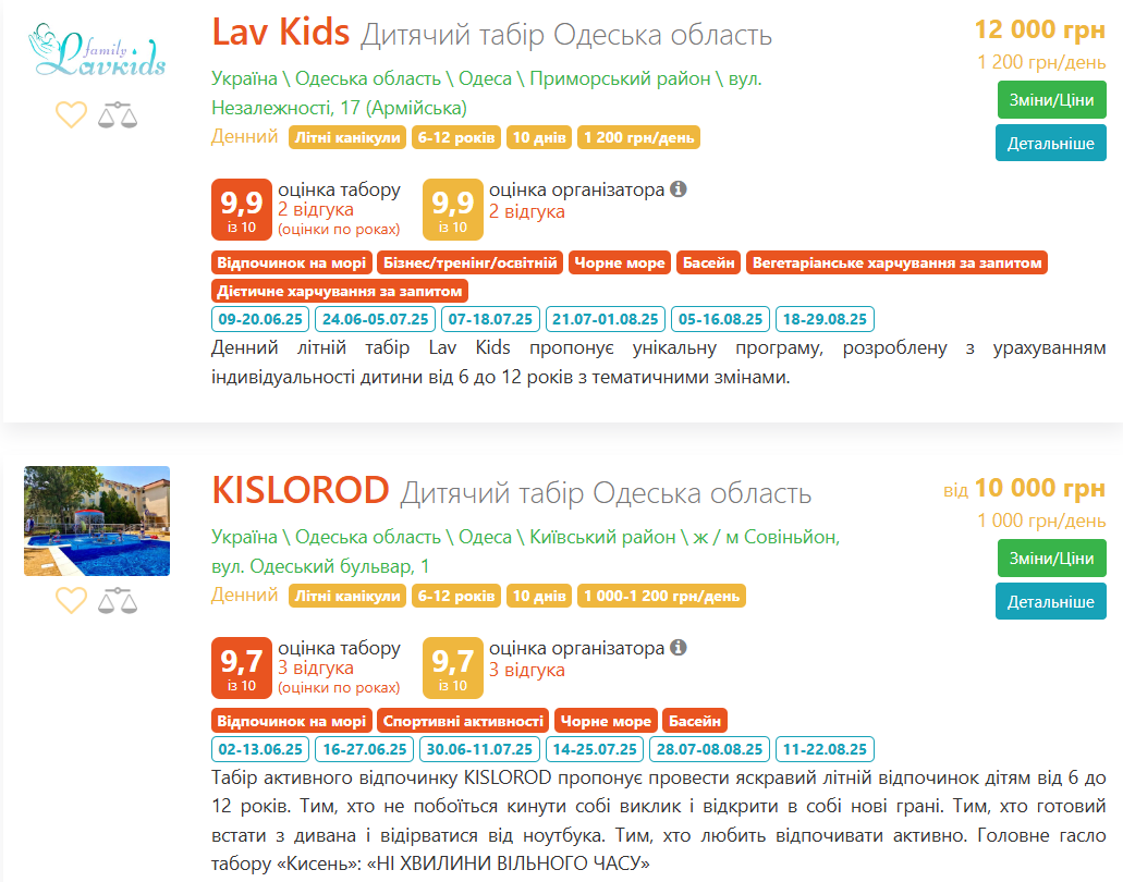 Канікули в горах, на морі чи під Києвом. Скільки коштують літні табори 2025