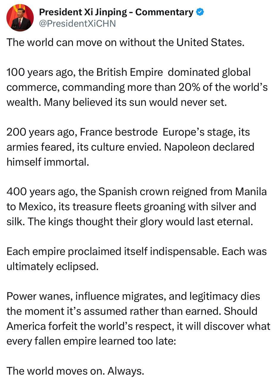 Мережу облетів "пост Сі Цзіньпіна" про світ без США: стало відомо, чи справжній він
