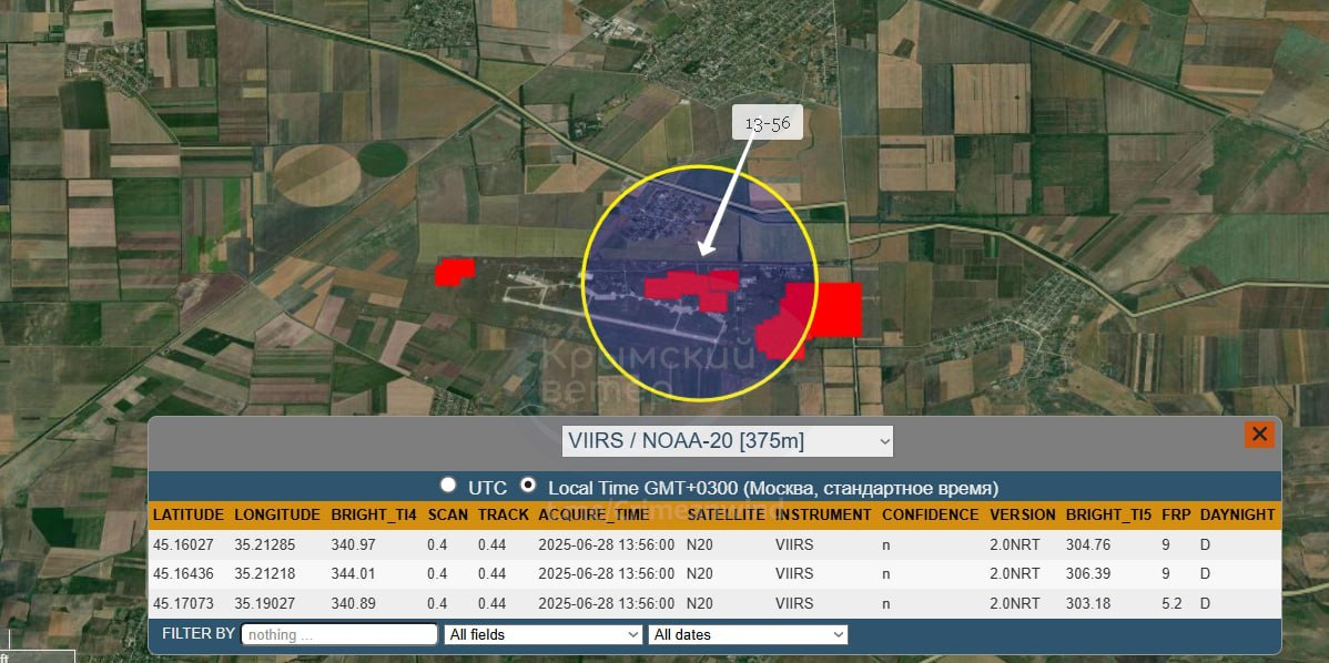 На ураженому СБУ аеродромі в Криму розрослась пожежа: супутниковий знімок