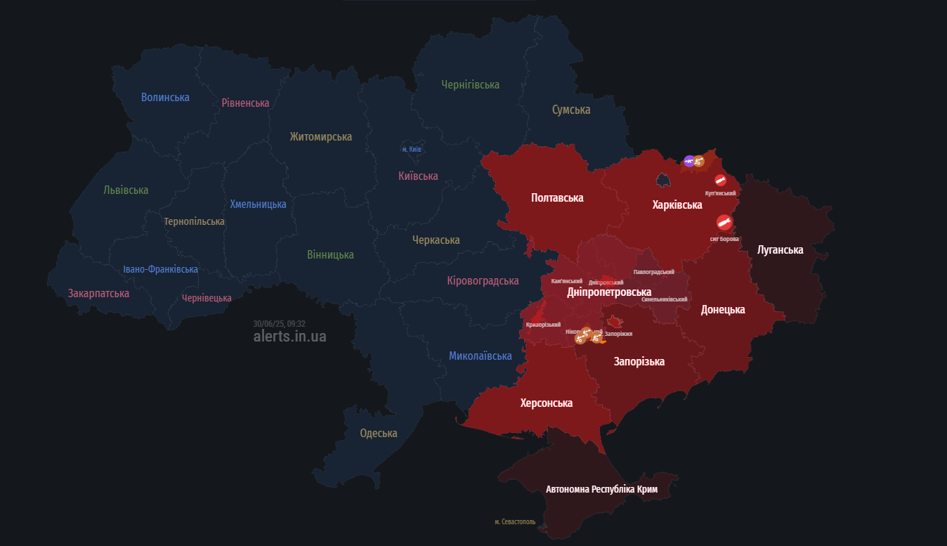 Росія зранку запустила по Україні декілька груп "Шахедів": де оголошено тривогу