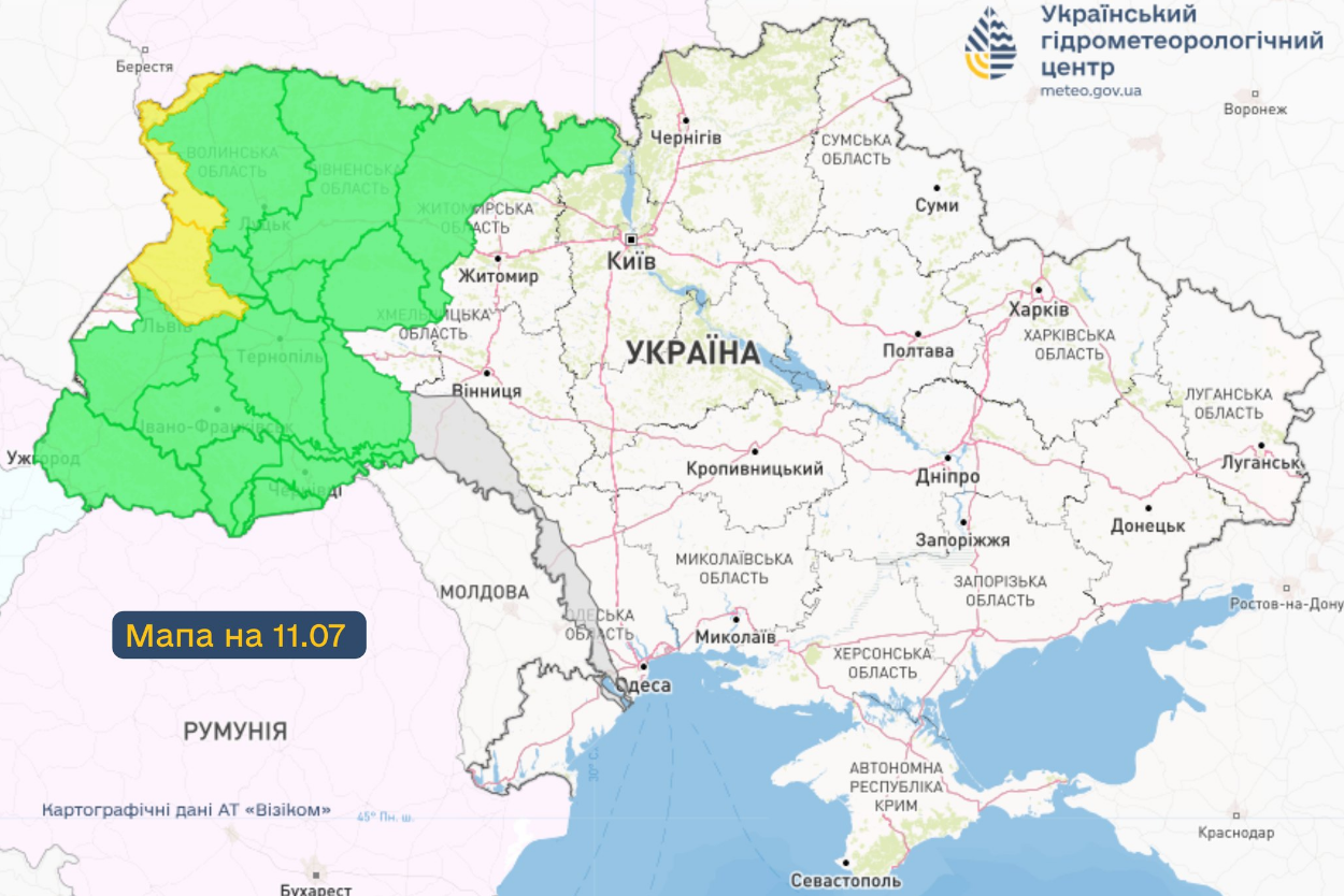 Синоптики попереджають про небезпеку: де може піднятись вода та як сильно (карта)