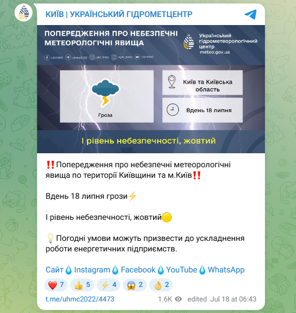 На Київ насувається негода, жовтий рівень небезпеки: до чого готуватися
