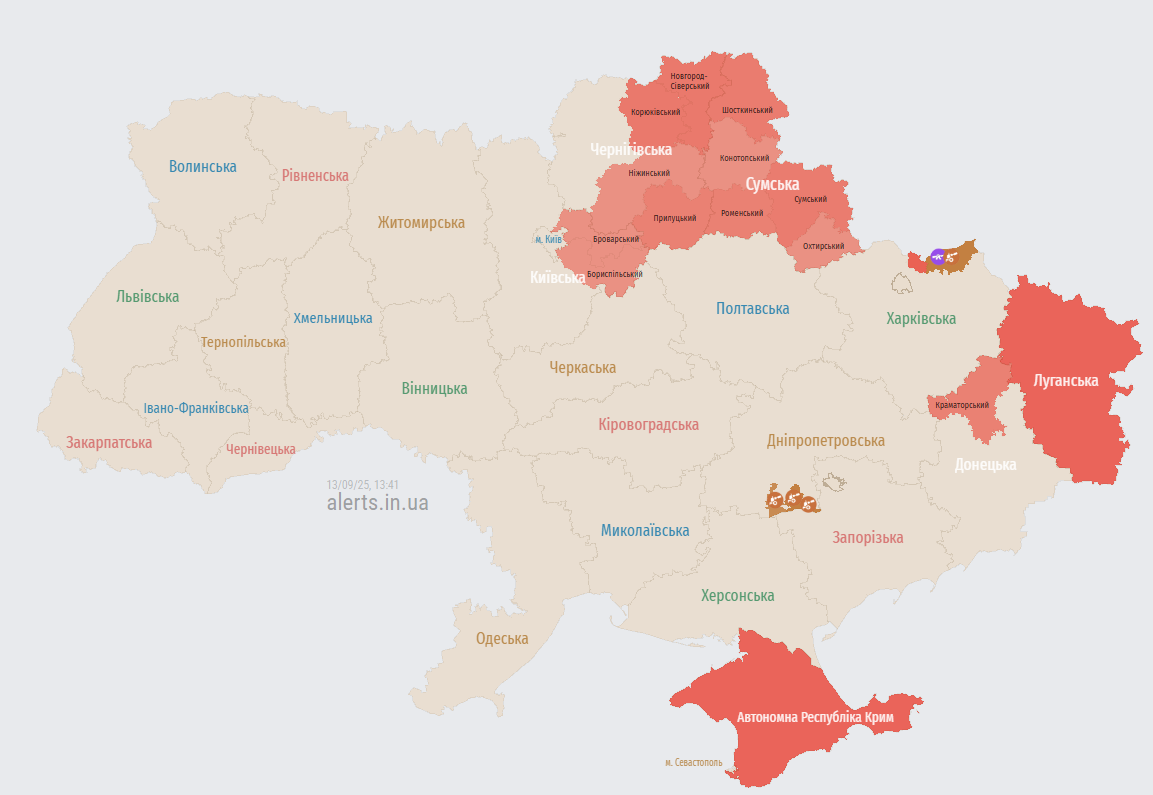 У Київській області працюють сили ППО по ворожих дронах