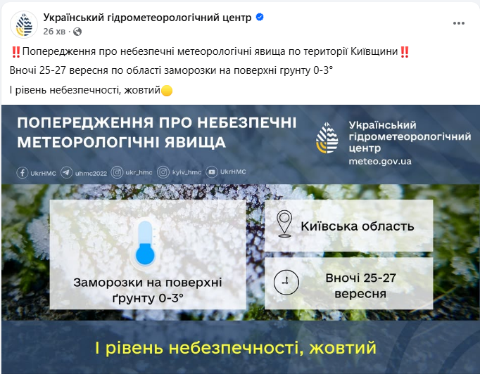 Заморозки на порозі: синоптики сказали, в яких областях і коли їх чекати (карта)