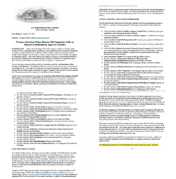 Тиск на Путіна посилюється: США запровадили санкції проти нафтових гігантів РФ