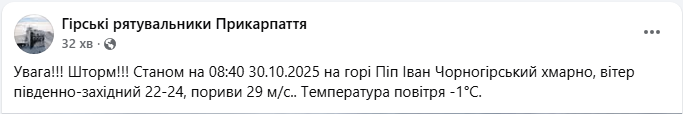 Карпати накрив шторм: рятувальники пояснили, що коїться на високогір’ї (фото)