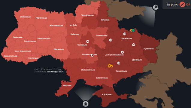 По всій Україні тривога через зліт російських МіГ-31К