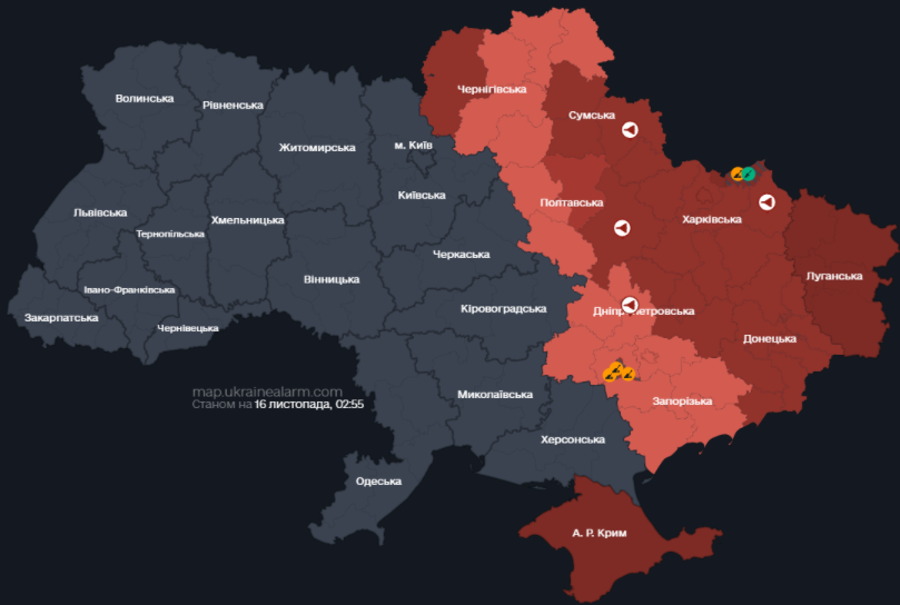 У низці областей України повітряна тривога через балістику: де найтривожніше