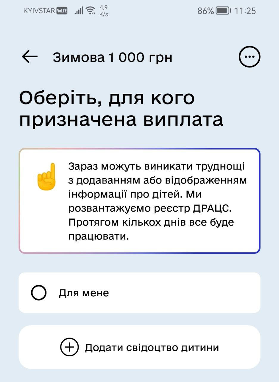 Не виходить оформити "Зимову підтримку" на дитину? Що відбувається та як отримати гроші