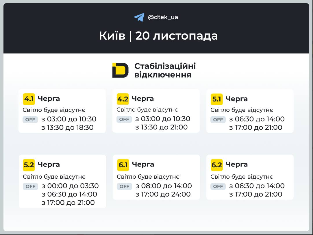 Графіки відключень електроенергії в Україні: де і коли сьогодні не буде світла (список)