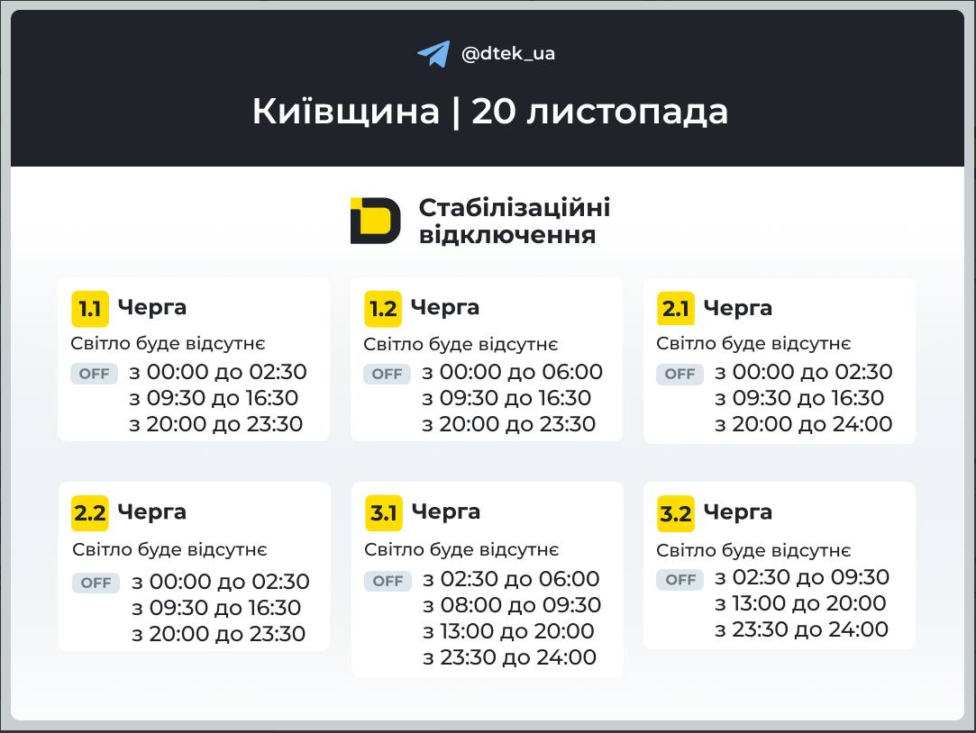 Графіки відключень електроенергії в Україні: де і коли сьогодні не буде світла (список)