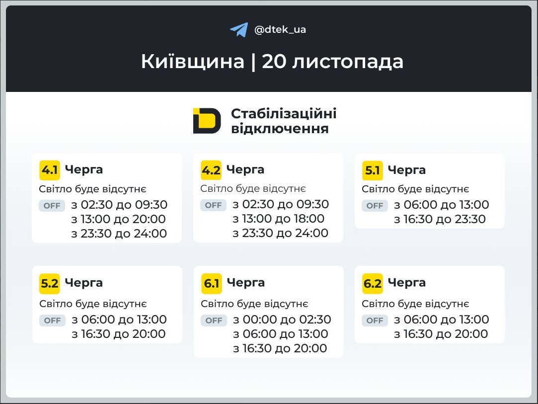 Графіки відключень електроенергії в Україні: де і коли сьогодні не буде світла (список)