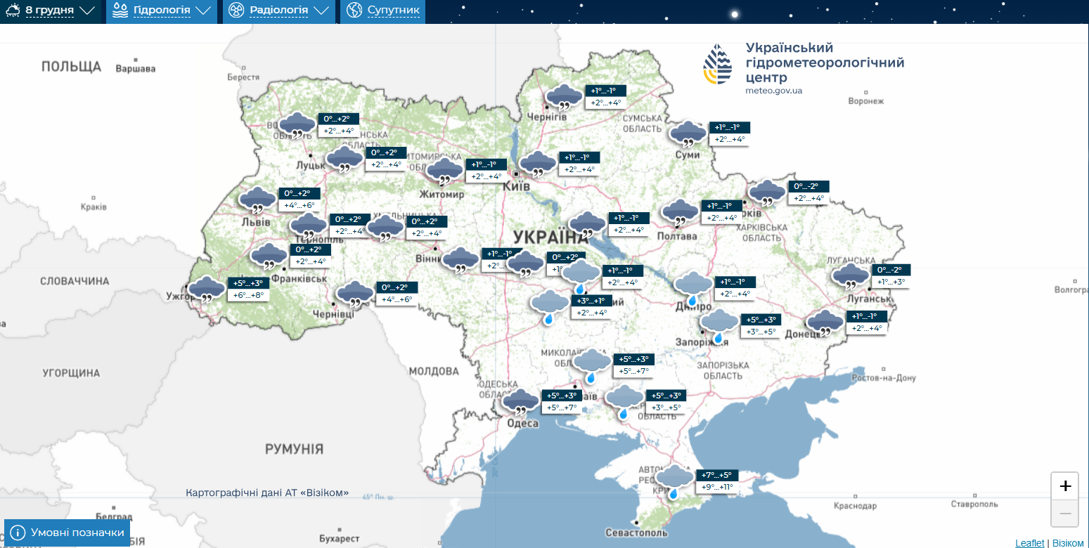 Хмарний тиждень попереду: детальний прогноз на найближчі дні (карта)