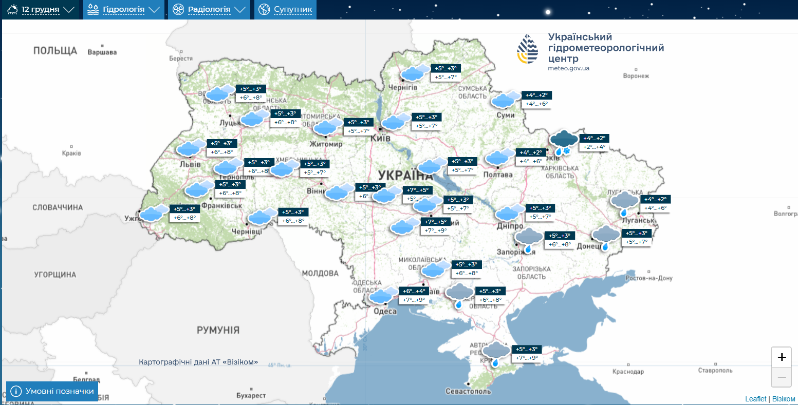 Хмарний тиждень попереду: детальний прогноз на найближчі дні (карта)