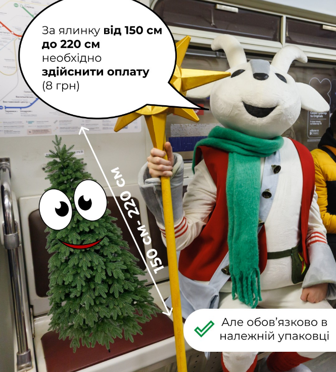 У метро Києва з ялинкою? Що обов'язково зробити перед входом і чи треба доплачувати
